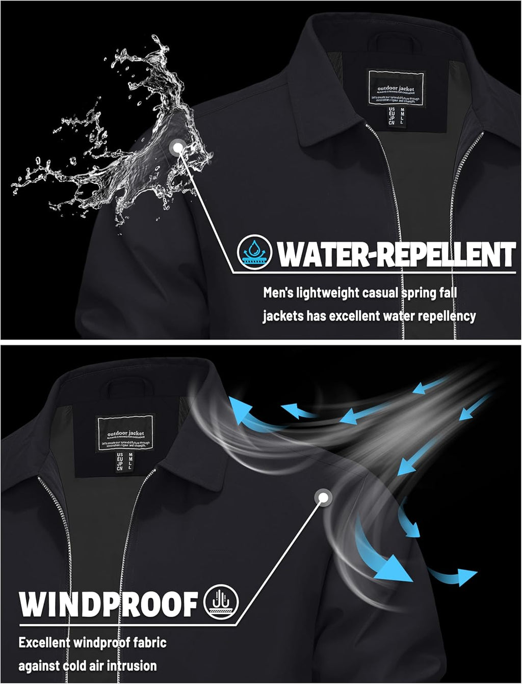 TACVASEN Men's Lightweight Jacket Fall Water-repellent Windbreaker Jackets