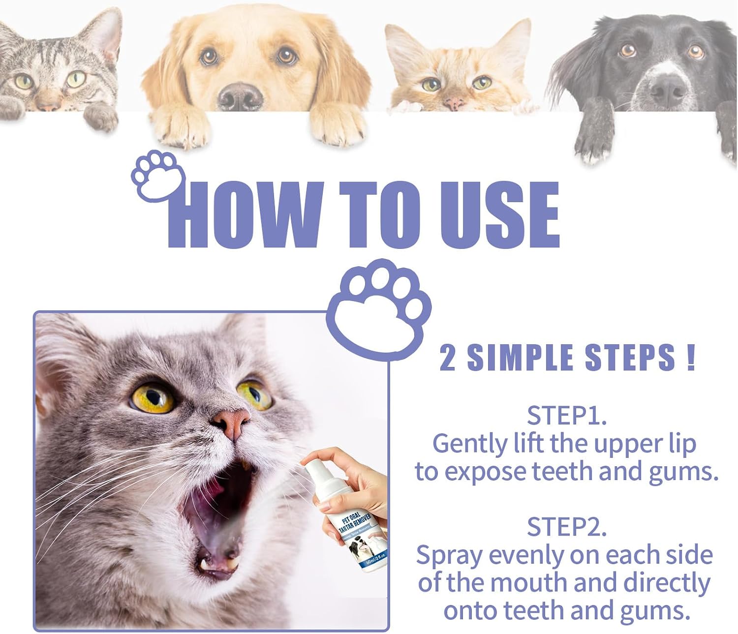 Pet Oral Tartar Remover Spray - Pets Oral Tartars Removers Foaming Tartars