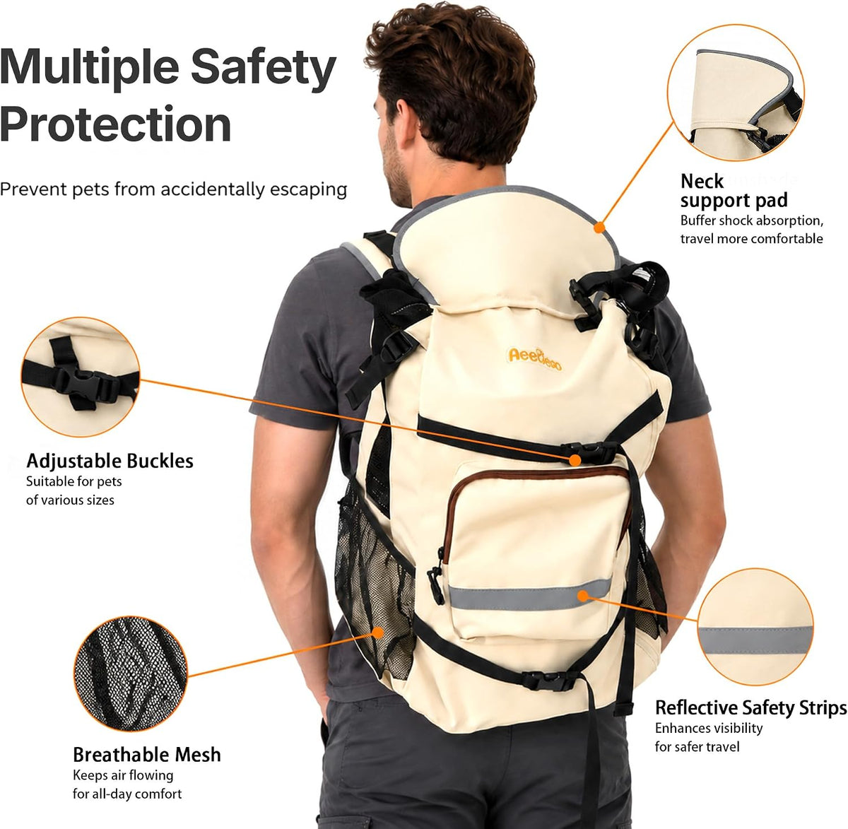 Waterproof 900D Nylon Dog Backpack Carrier for Medium Dogs Under 30 lb