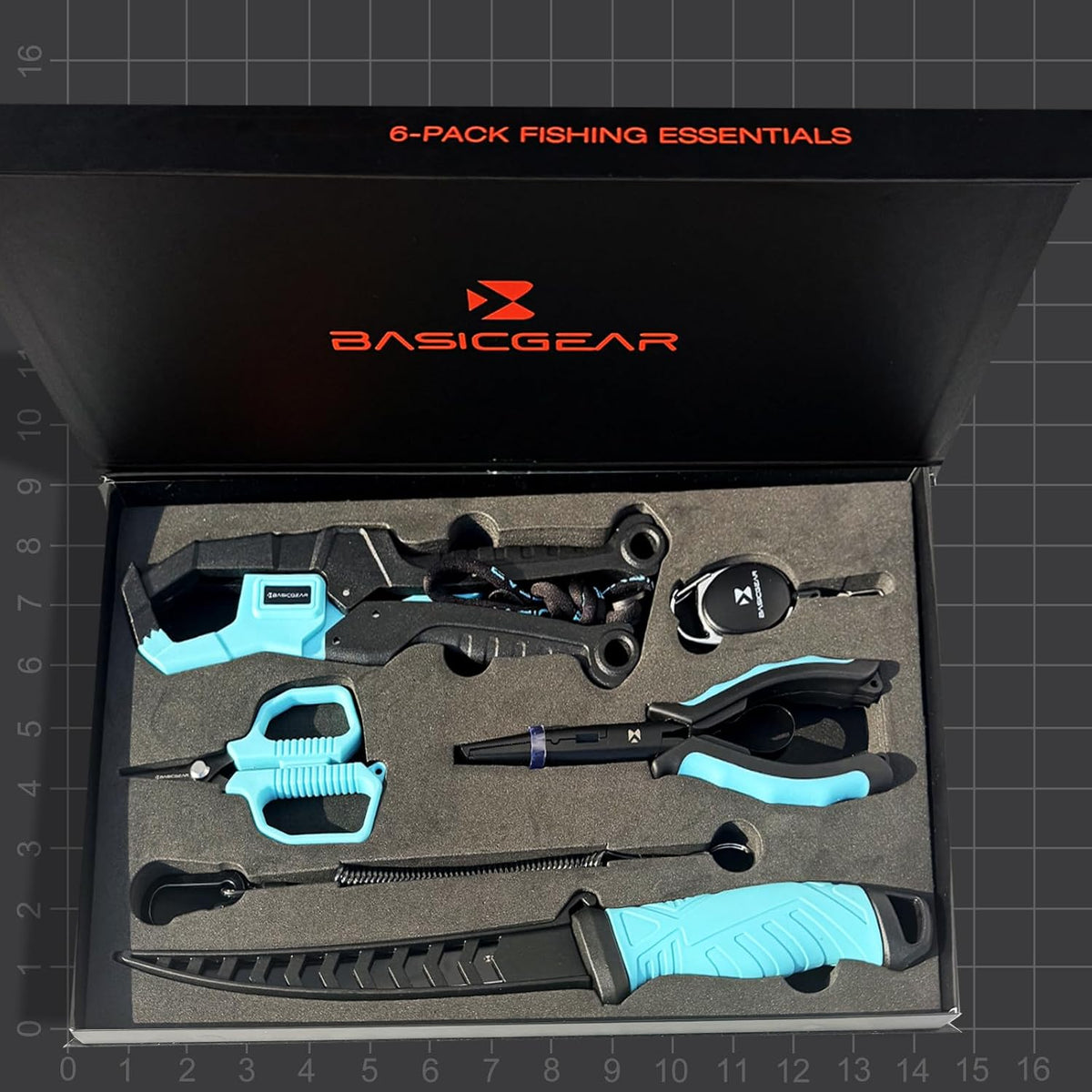 BasicGear Fishing Tool Kit, Pliers, Gripper, Scissors, Knife