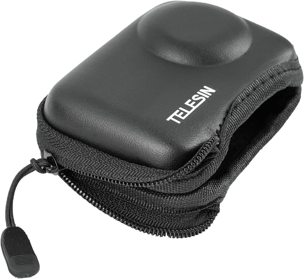 TELESIN Mini Carry Case Lens Protector for DJI Action 5 Pro Action 4 Action 3 Insta 360 Ace Insta360 Ace Pro Accessories, Mini Protective Carrying Bag Half Zipper for Selfie Stick Tripod Accessory
