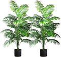 4ft 2pcs Large Artificial Plants Fake Palm Tree Tropical Palm Leaves Faux Palm Plants Tall Tree Indoor Real Touch Plastic Monstera Leaves for Home Garden Outdoor Office Decor (4ft/125cm-2pcs)