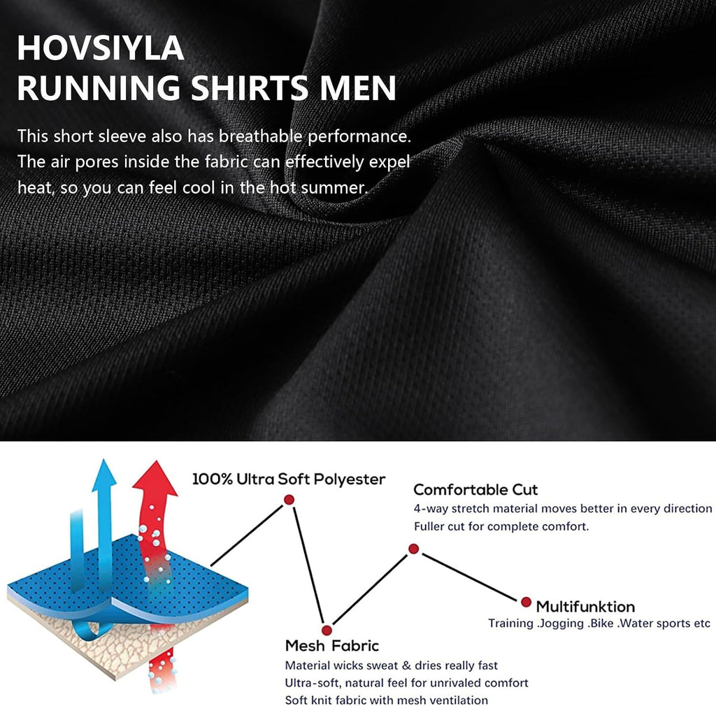 HovSiyla 1/5 Pack Running Shirts Men Sport Tops Dry Fit Gym Wicking Athletic T Shirts Breathable Cool Workout Shirts