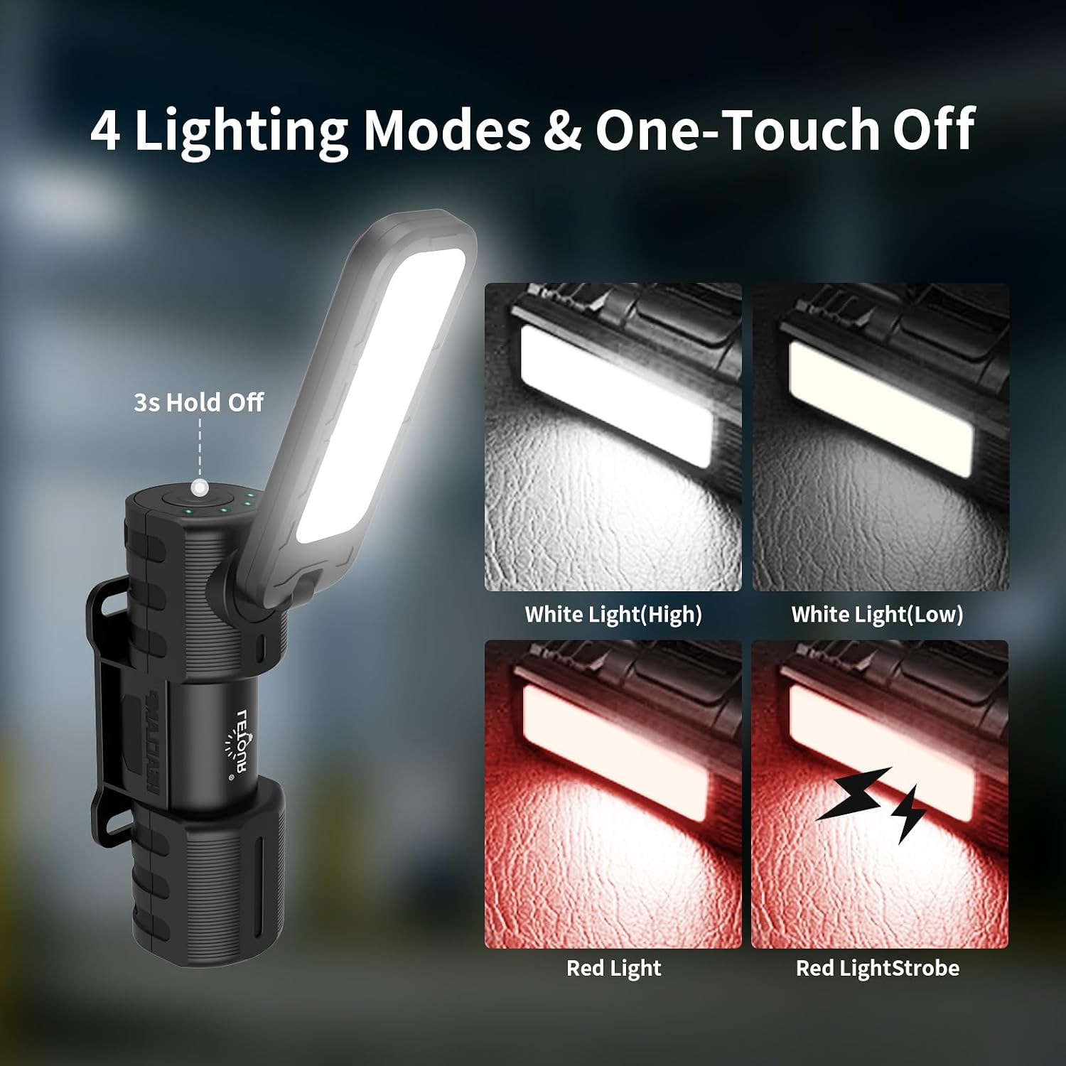 2 Pcs Rechargeable 5000lm LED Work Light BBQ Grilling Accessories with Magnetic Base, 180° Rotate Mechanic Grill Light for Car Repair, Emergency, Camping, Outdoor & Mechanics Tools