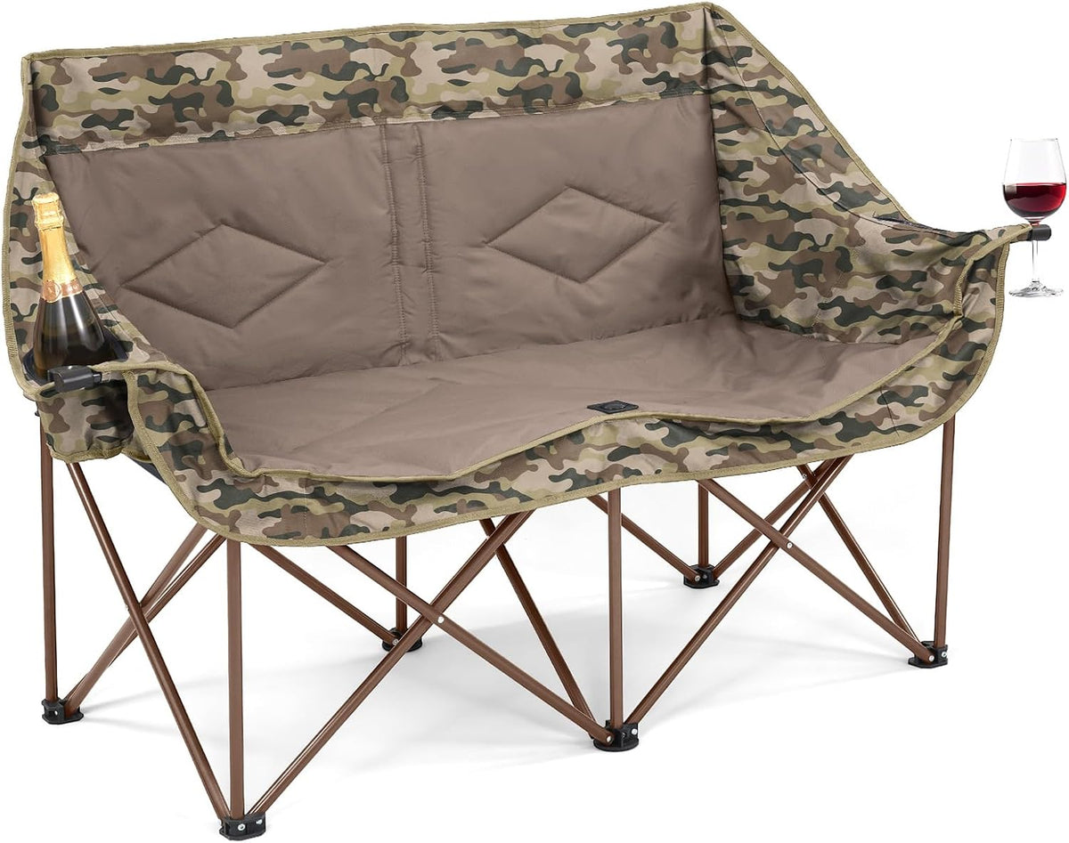 Oversized Double Camping Chairs for Adults, 2 Person Camping Chair, Blue