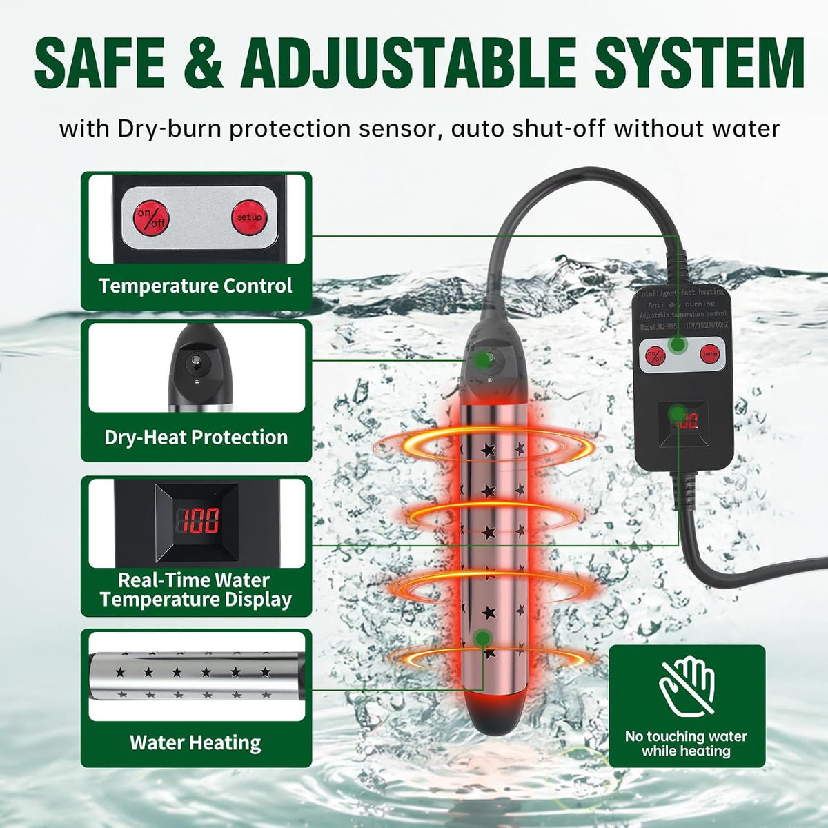 Cothb X Portable Hot Shower Kit with Pump & 1500W Immersion Water Heater