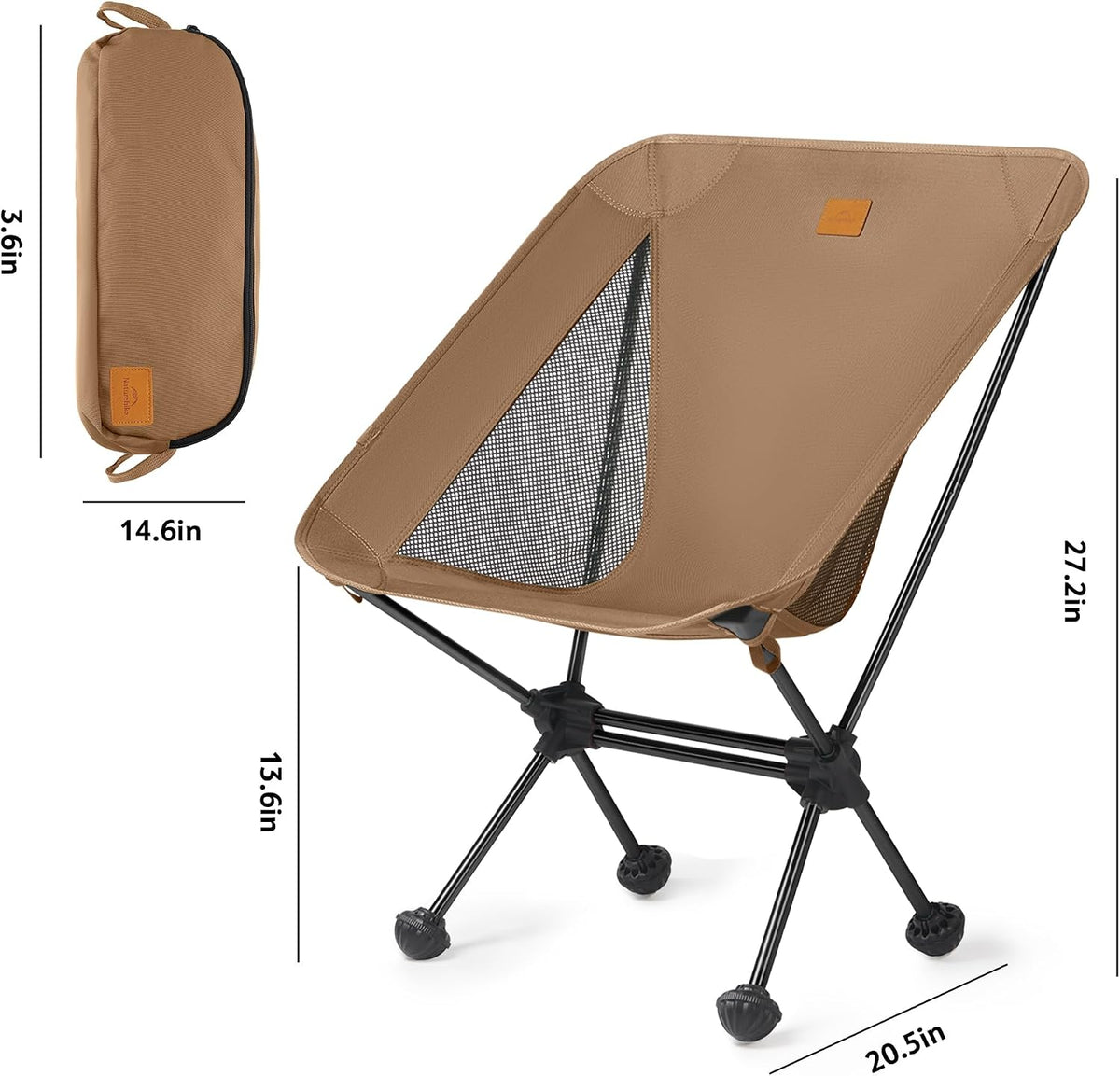 Naturehike YL08 Ultralight Camping Chair — Only 2.12 LBS, Anti-Sinking Feet