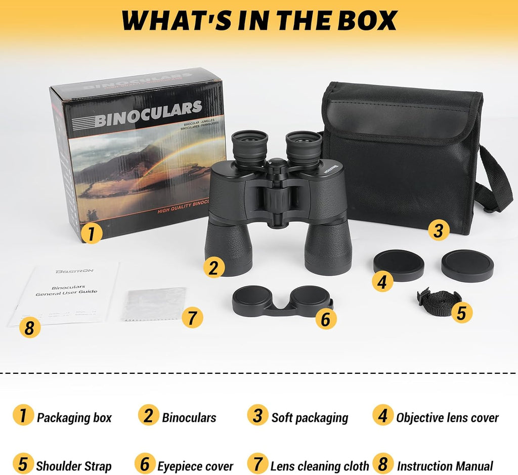Binoculars for Adults，10x50 High Powered Binoculars for Bird Watching