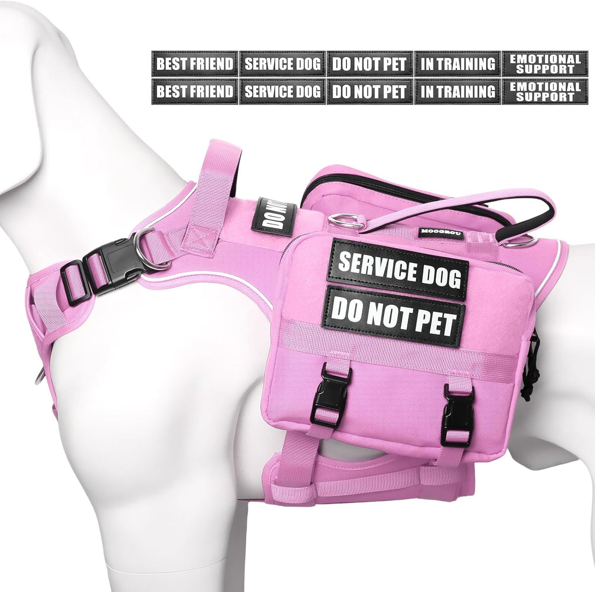 Service Dog Vest with Removable Backpack for Large Dogs Pink XL