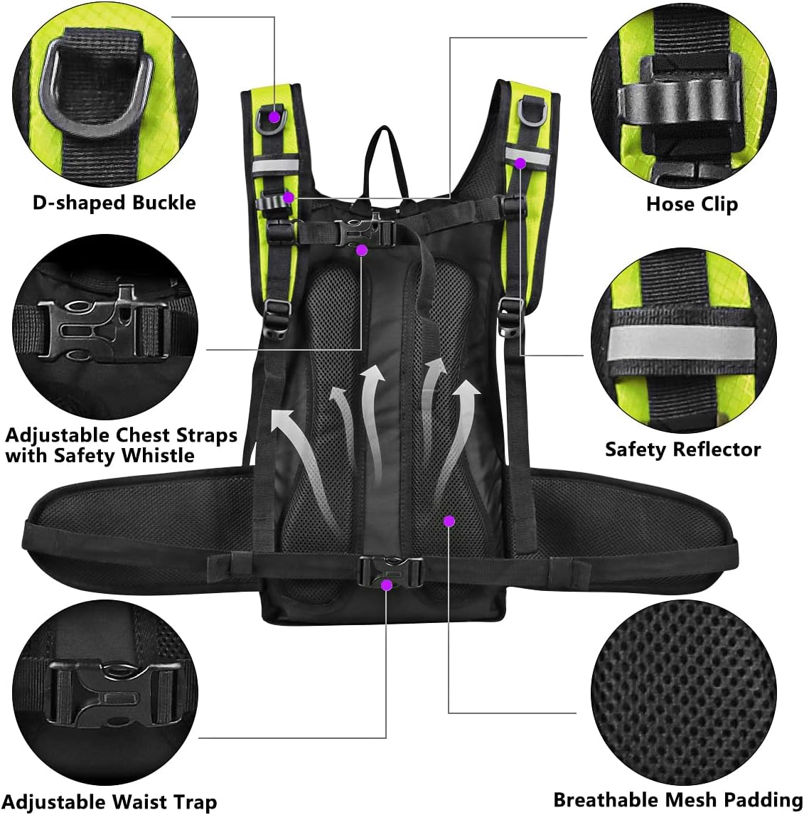 Hydration Backpack with 3L Water Bladder, Small Hydration Pack Backpack for Men Women, Lightweight Water Backpack with Cooler Layer for Running, Biking, Hiking