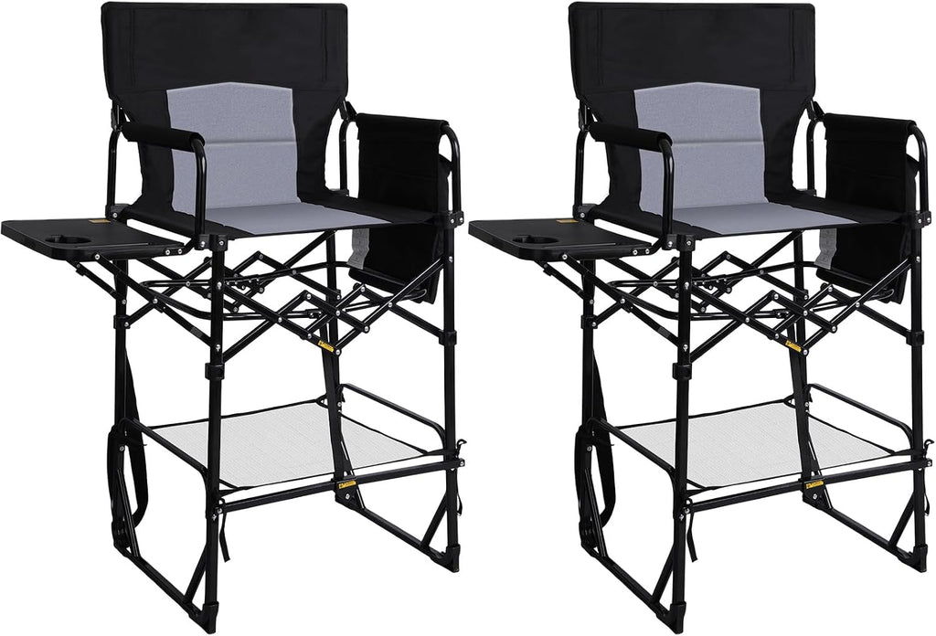 Romswi 2Pack Director Chairs for Outdoor, Folding Camping Chair, Compact Directors Chair Side Table and Side Bag, Heavy Duty Oversize Chair for Beach Fishing Picnic, Holds up to 400 lbs Red