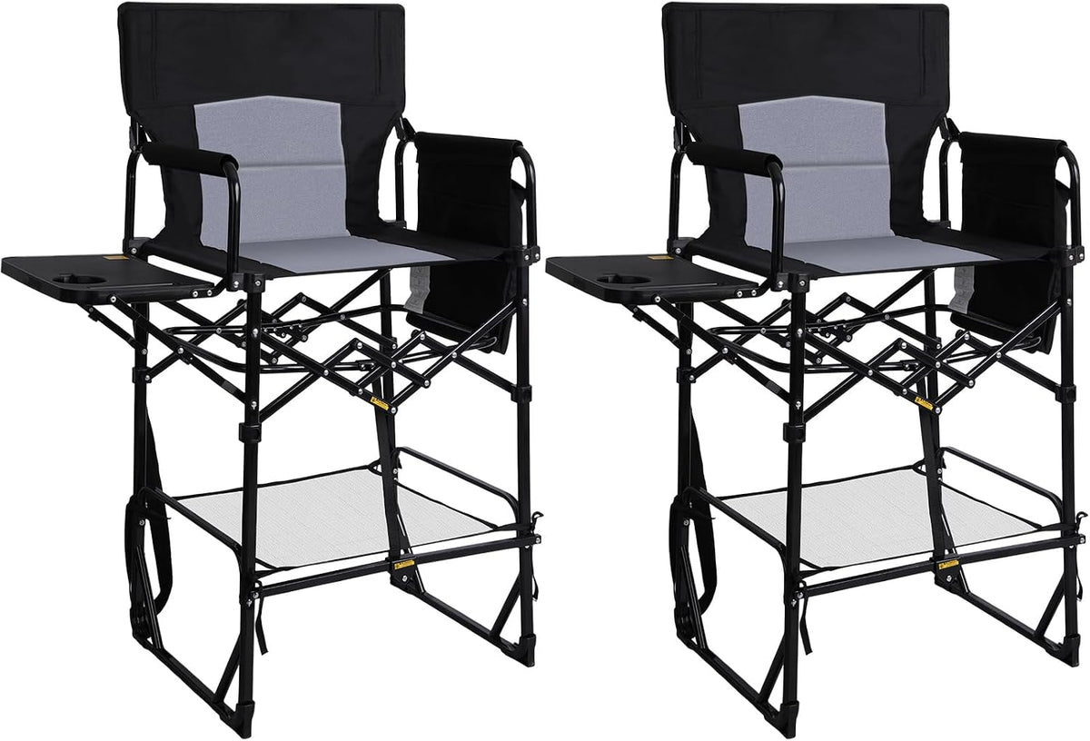 Romswi 2Pack Director Chairs for Outdoor, Folding Camping Chair, Compact Directors Chair Side Table and Side Bag, Heavy Duty Oversize Chair for Beach Fishing Picnic, Holds up to 400 lbs Red