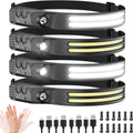 Beccason 4PCS Headlamp Flashlight, 230° Head Lamps LED Rechargeable Camping