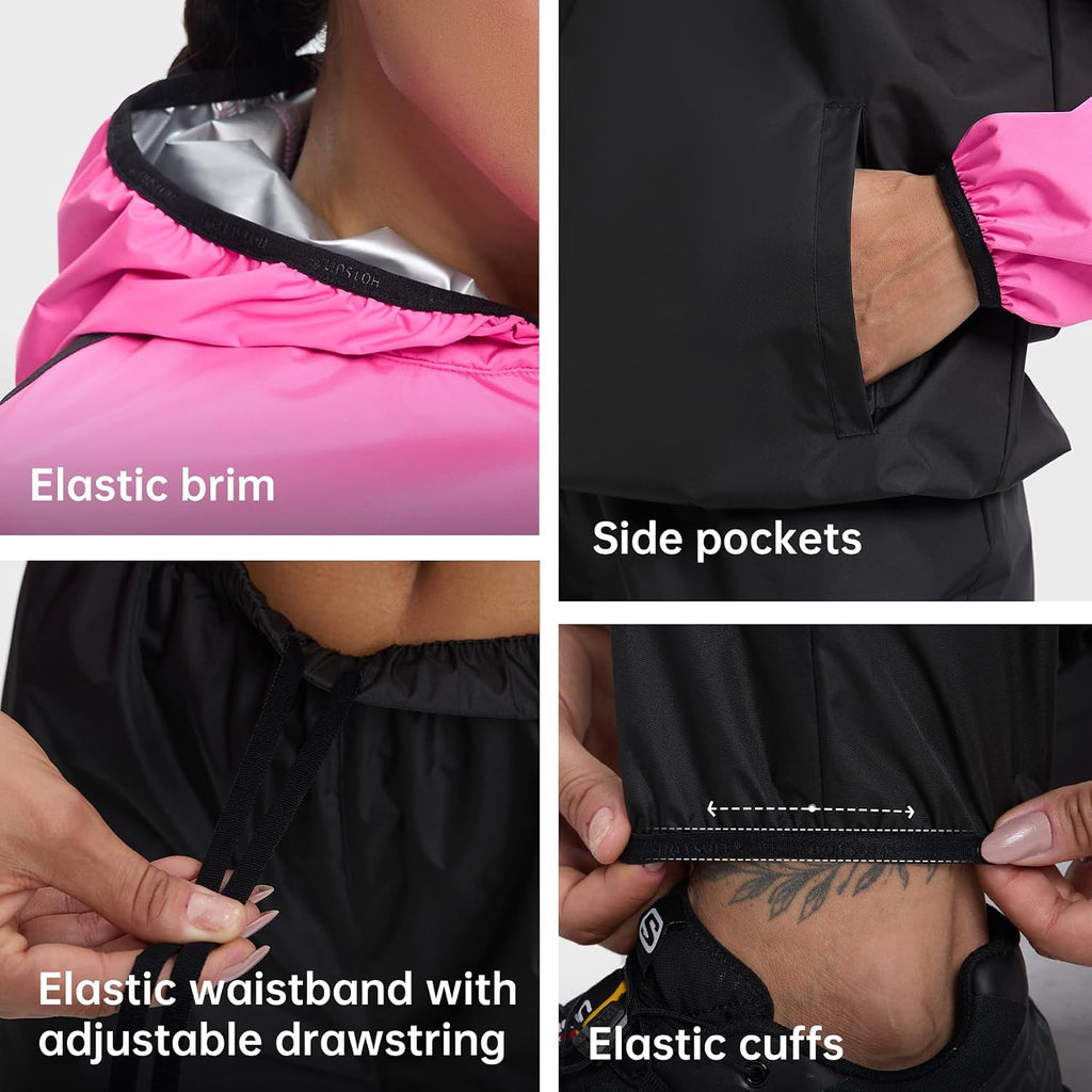 HOTSUIT Sauna Suit for Women Weight Loss Sweat Suits Sauna Jacket Pant Machine Washable Anti Rip for Gym Workout Exercise