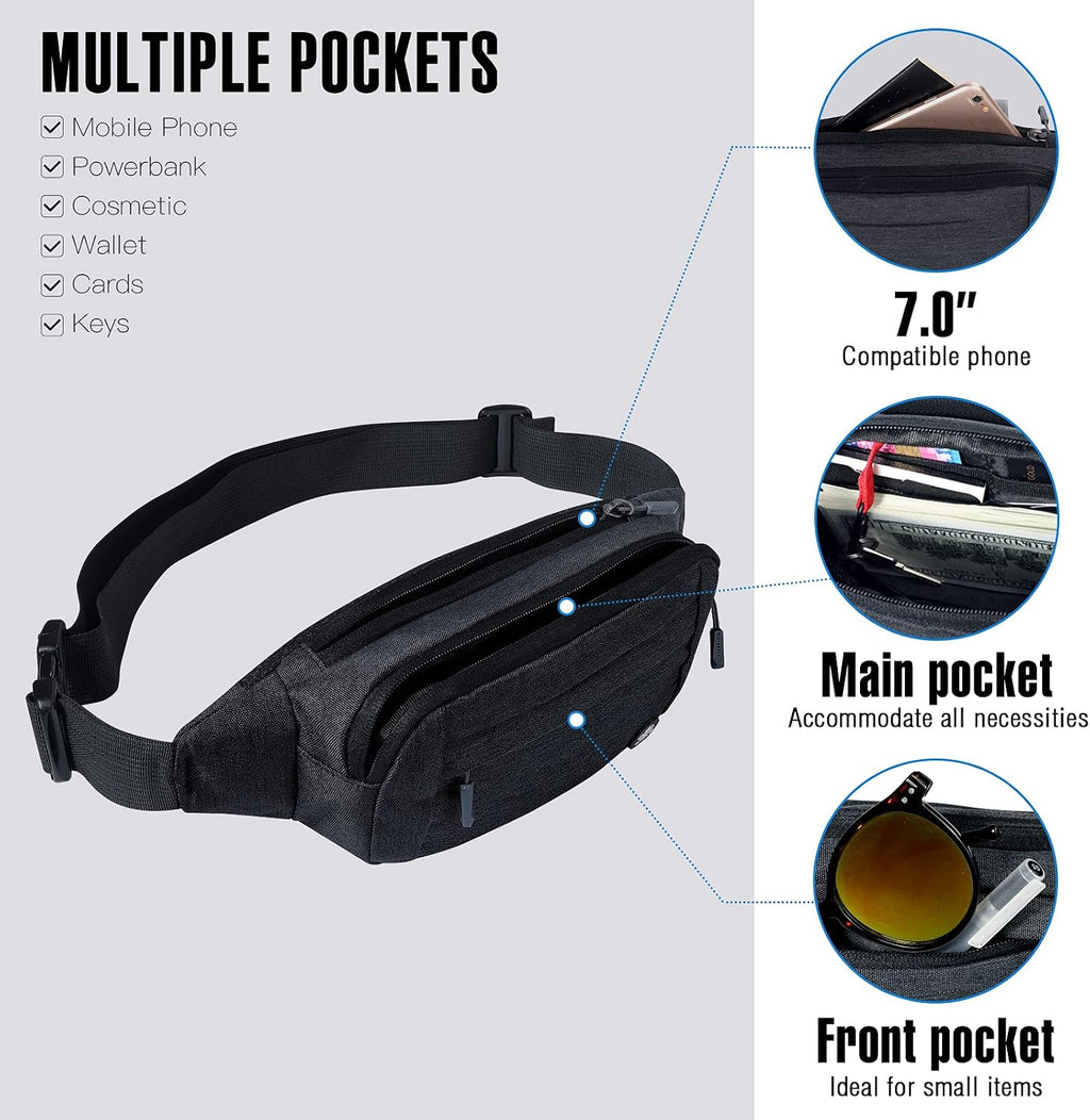 WATERFLY Small Fanny Pack Crossbody Lightweight Waist Bag for Woman Man
