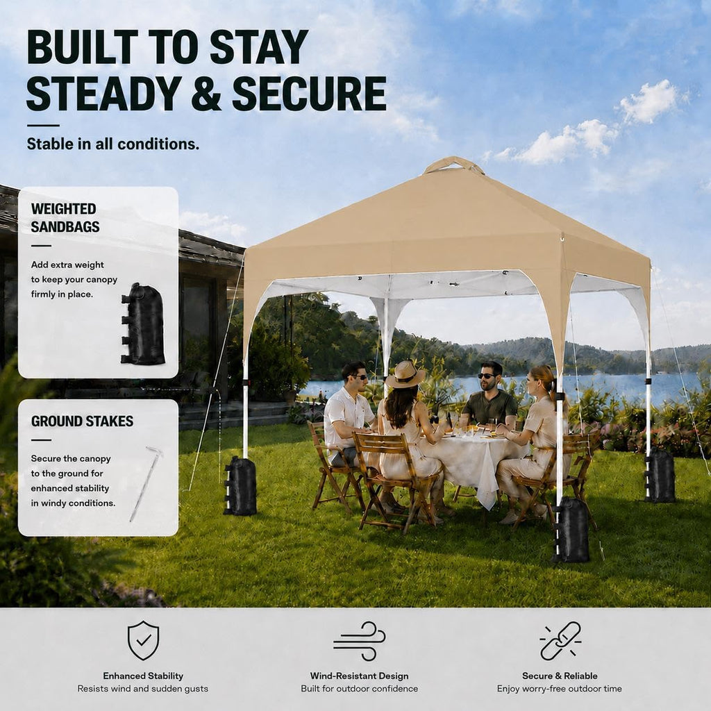 Yaheetech 10x10 Pop Up Canopy Tent for Outdoor Events, Khaki