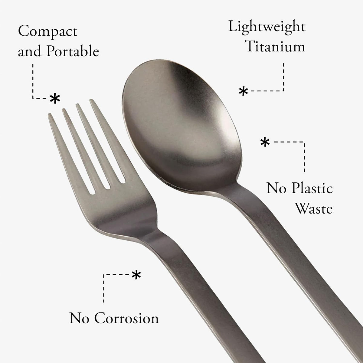 Snow Peak Titanium Fork & Spoon Set, Durable Utensils, Compact & Ultralight