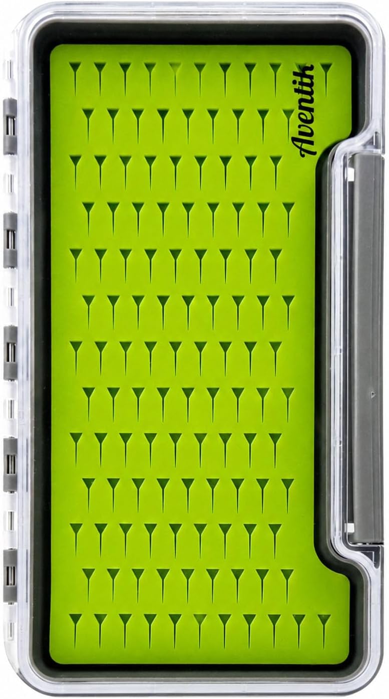 Aventik Silicone Fly Boxes Super Slim Waterproof Best Pocket Sizes Fly Fishing Storage 7.36"X4.02"X0.63"/5.39"X3.74" X0.63'' (2PC-G048LT blue silicone:7.36"X4.02"X0.63")