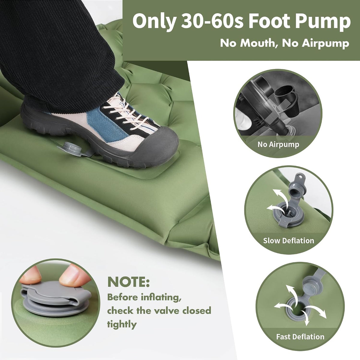 Sleeping Pad for Camping, 4in Ultralight Inflatable Camping Mat