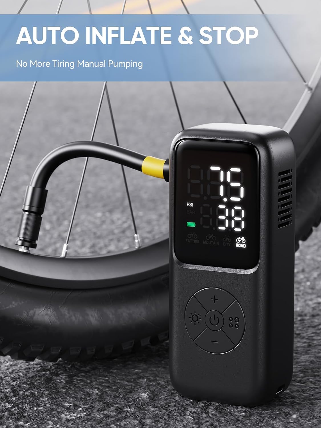 GPUTEK Mini Electric Bike Pump,120 PSI Bike Pump Portable with Guage