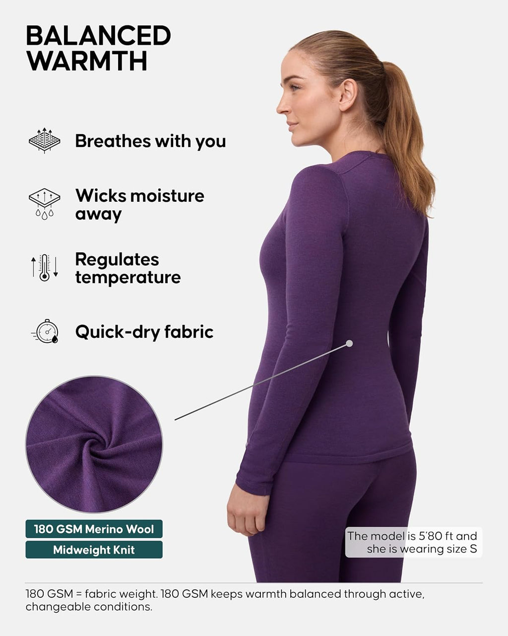 DANISH ENDURANCE Merino Wool Long Sleeve Shirt for Women, Base Layer