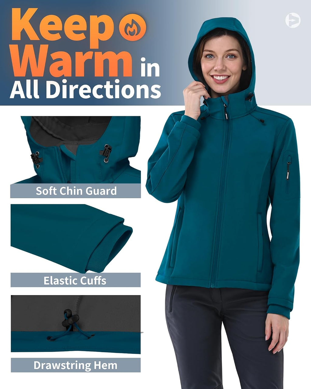Outdoor Ventures Women's Softshell Jacket Fleece Lined Waterproof Rain Coat