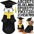 Huhumy 5 Pcs Dog Graduation Costume Set Include 2026 Pet Graduation Gown with Stole Puppy Grad Cap Lensless Glasses DIY Letter Stickers for Dogs Cats Holiday Costume Accessory(Black Yellow,S)