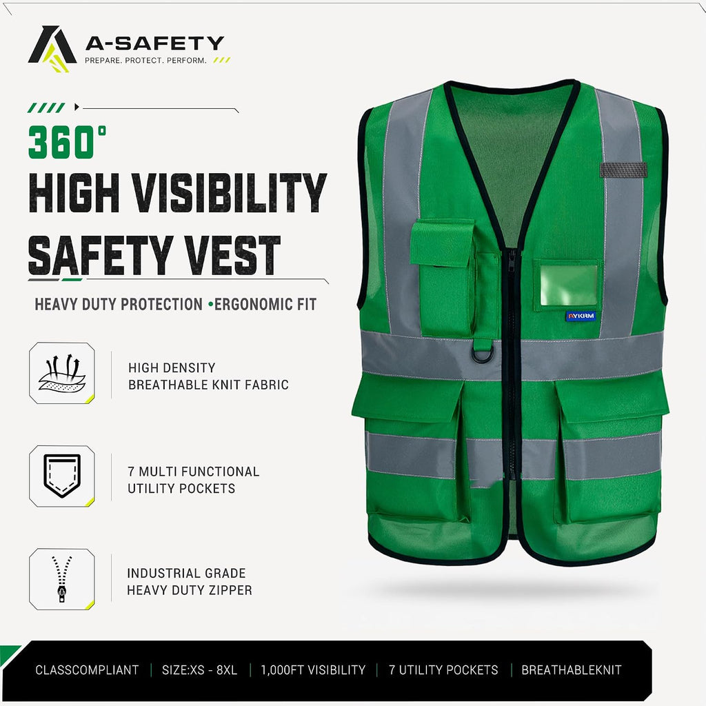 A-SAFETY High Visibility Reflective Safety Vest Customize Logo (XS-8XL)