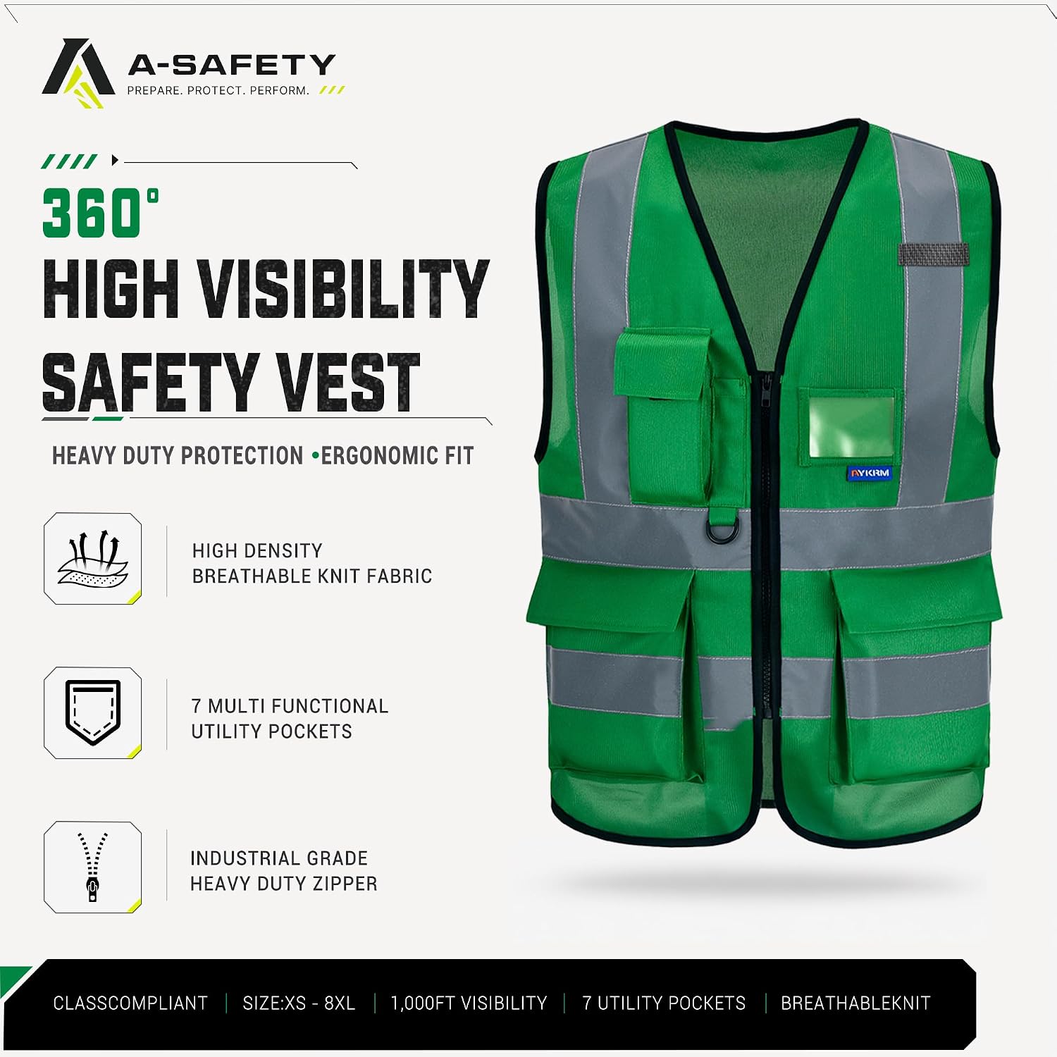 A-SAFETY High Visibility Reflective Safety Vest Customize Logo (XS-8XL)