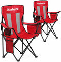 Nazhura 2 Pack Outdoor Camping Chairs Folding/Foldable/Portable with Cooler Pouch, Mesh Backrest and Cup Holder Pocket(Red, 2 Pack)