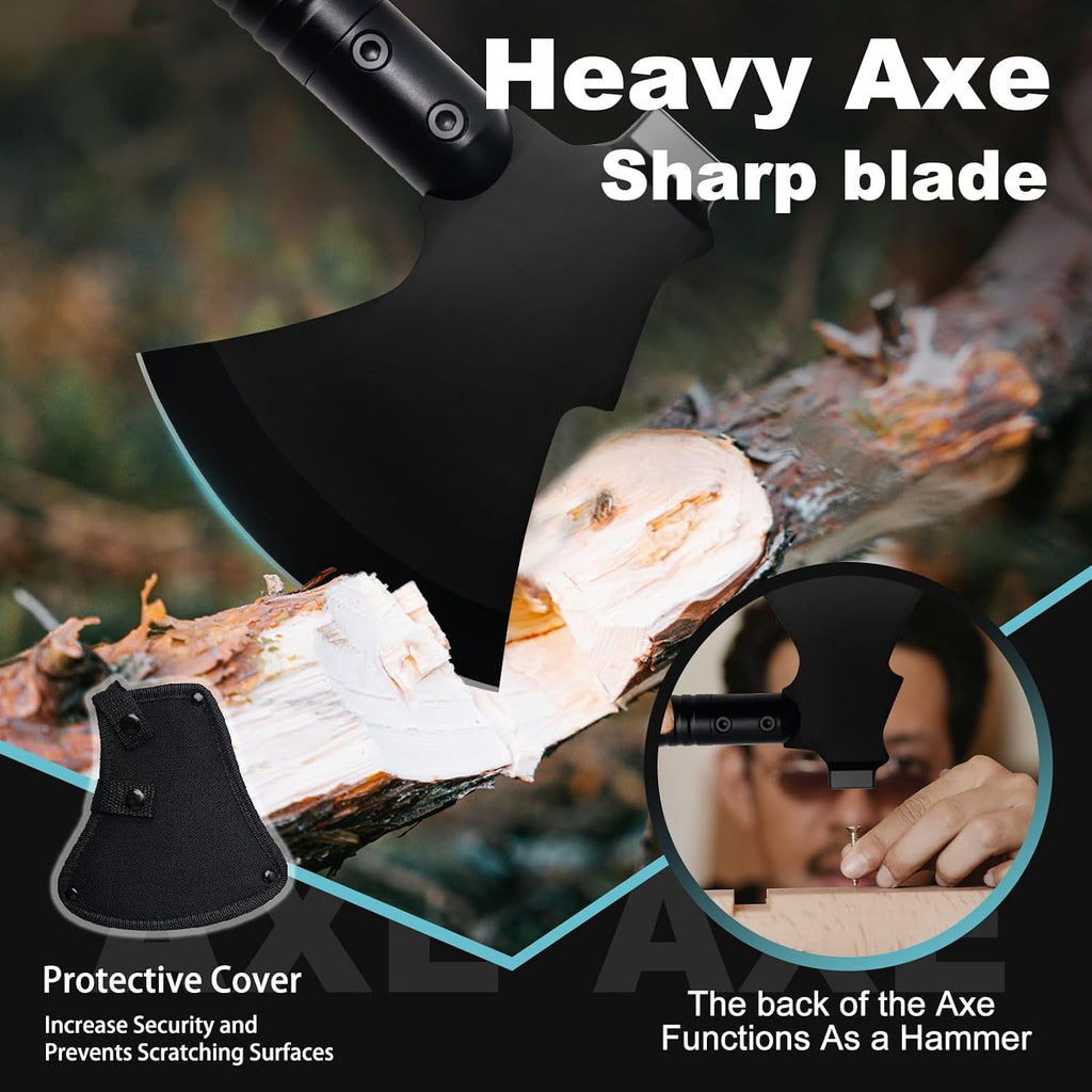 GOJAWAY 56" Ultra Long Camping & Shovel Axe Set, 20 in 1 Multi-Tools