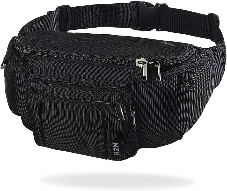 Sports Fanny Pack for Men Women, Outdoor Waist Pack Bag with 6 Zipper Pockets, Super Capacity Bum Bag with Adjustable Belt for Traveling Hiking Cycling Workout Casual