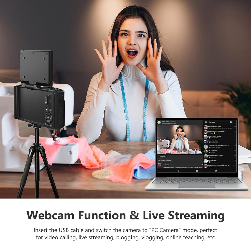 VJIANGER 4K Digital Camera, Vlogging Camera with 180° Flip Screen