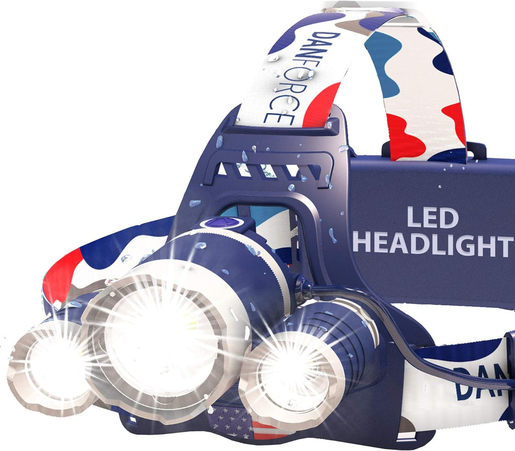 DanForce Headlamp. USB Rechargeable LED Head Lamp. Ultra Bright LUMINUS 1080 Lumen Headlamp Flashlight + Red Light. HeadLamps for Adults, Camping, Outdoors & Hard Hat Light. Zoomable IPX54 Headlight