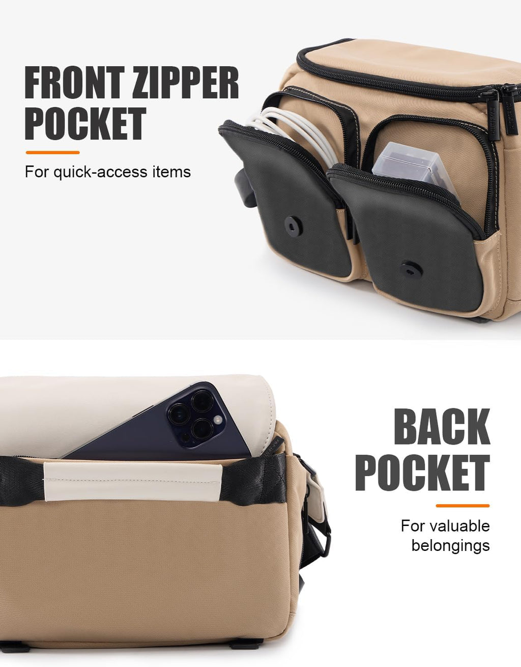 Cwatcun Midi Camera Sling Bag, Waterproof Crossbody Case with Tripod Holder