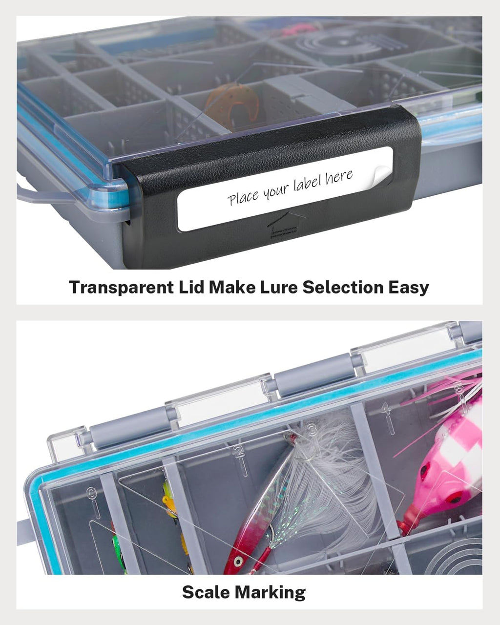 Gonex 3600 Tackle Trays Boxes, Removable Dividers, Waterproof, for Fishing
