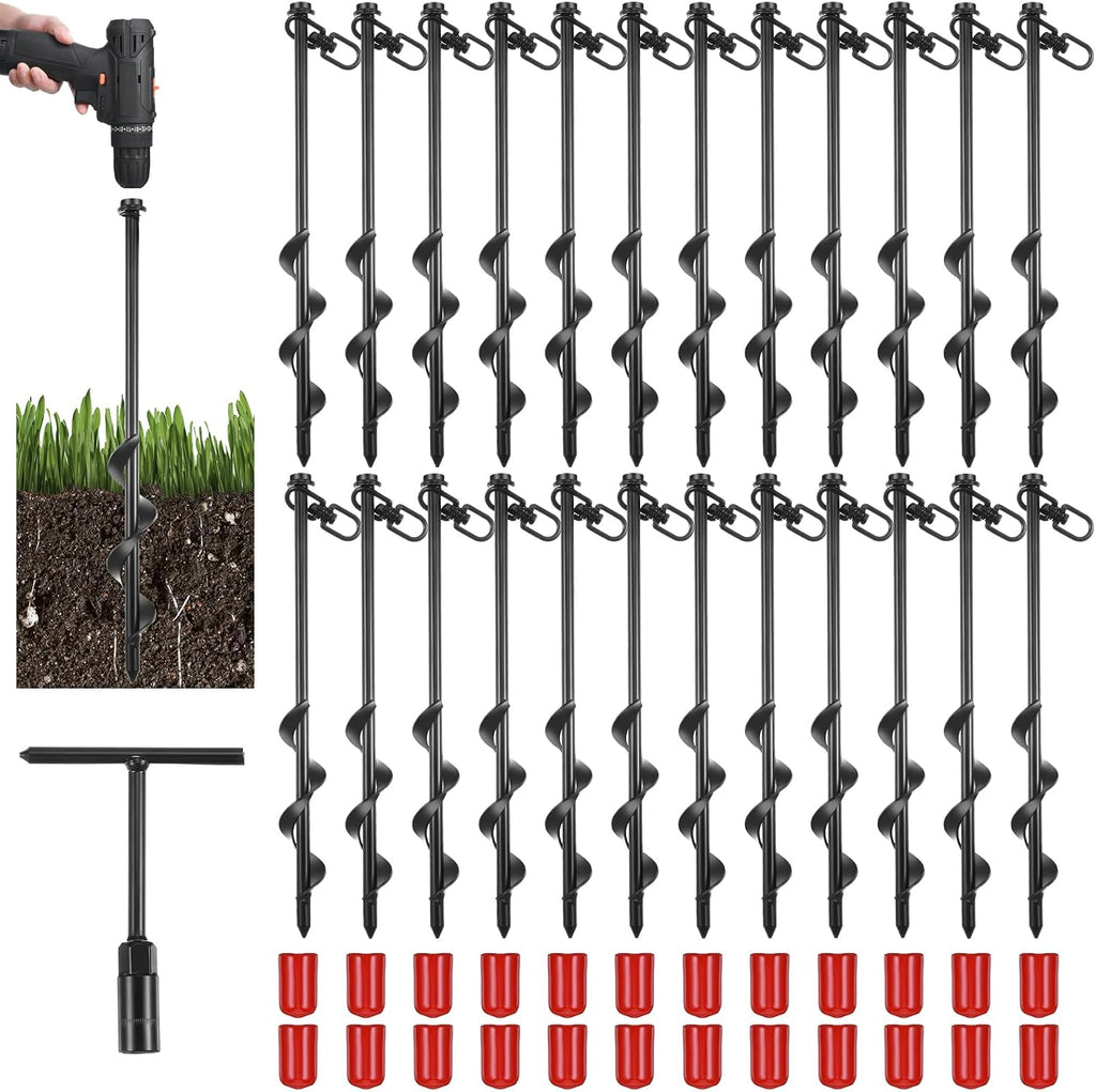 Reginary 6/12/24/36 Pcs Ground Anchors Screw in Tent Stakes