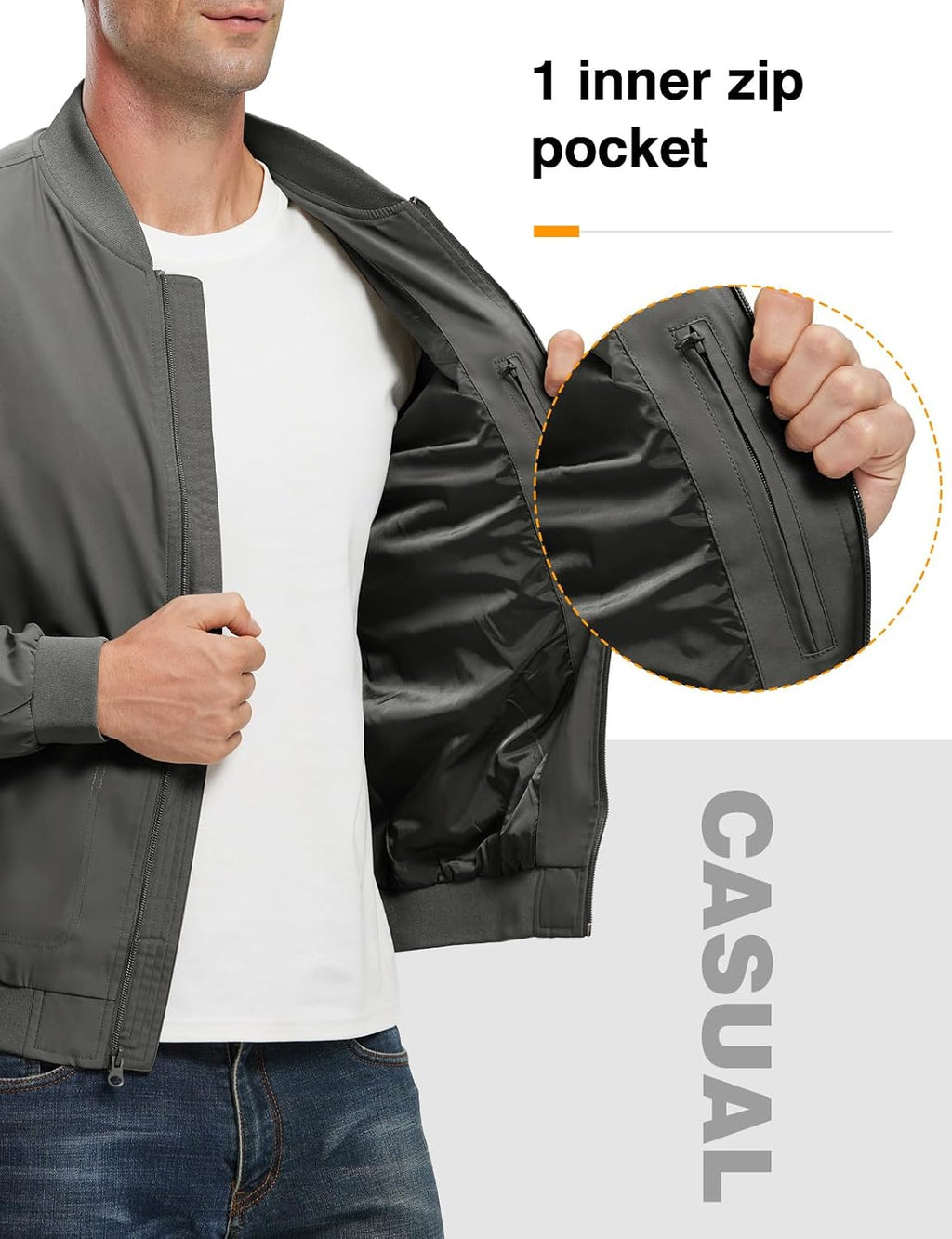 TBMPOY Men's Lightweight Jackets Casual Dress Golf Bomber Windbreaker Fall