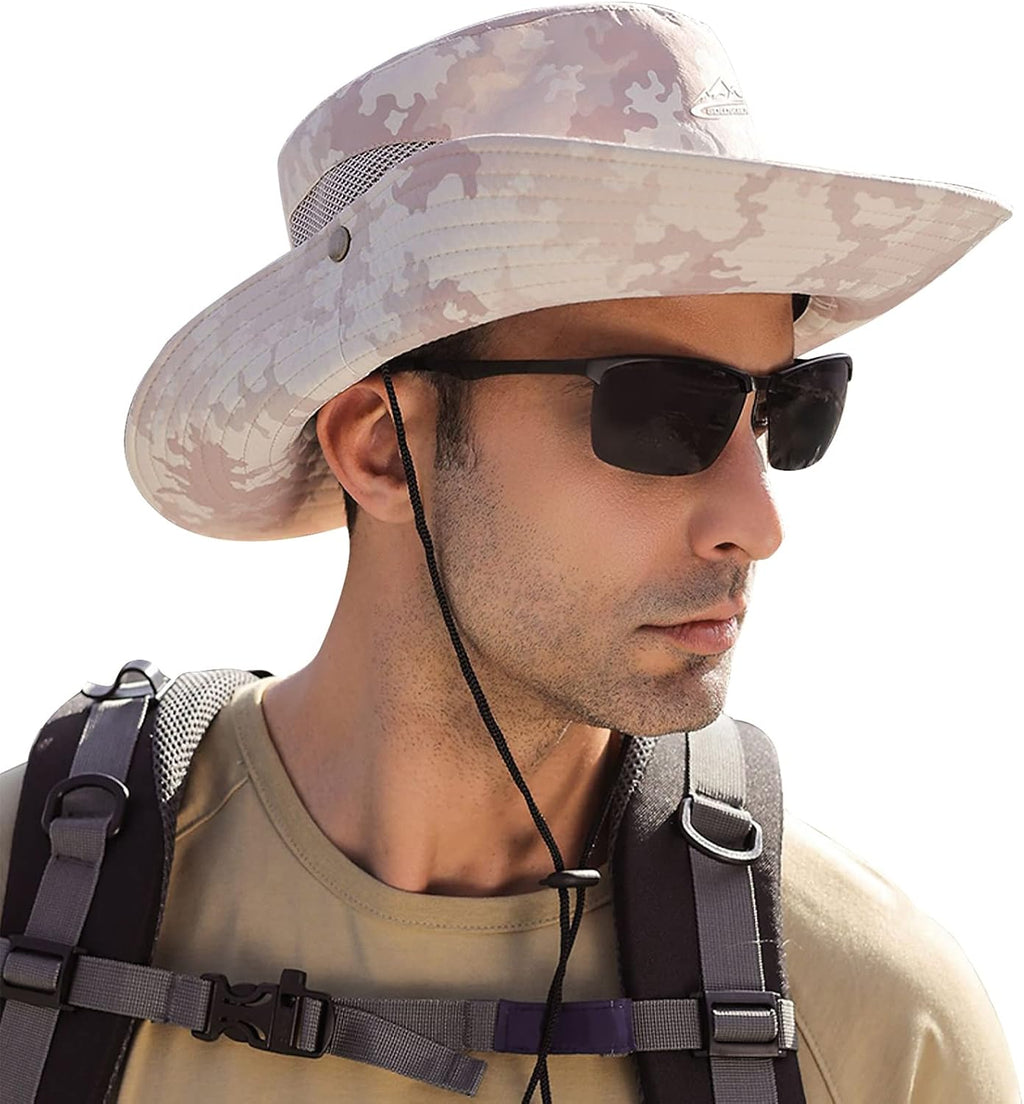 Sun Hats for Men Women UPF 50+ Wide Brim Bucket Hat Waterproof Packable Cowboy Hat for Fishing Beach Safari Gardening Golf