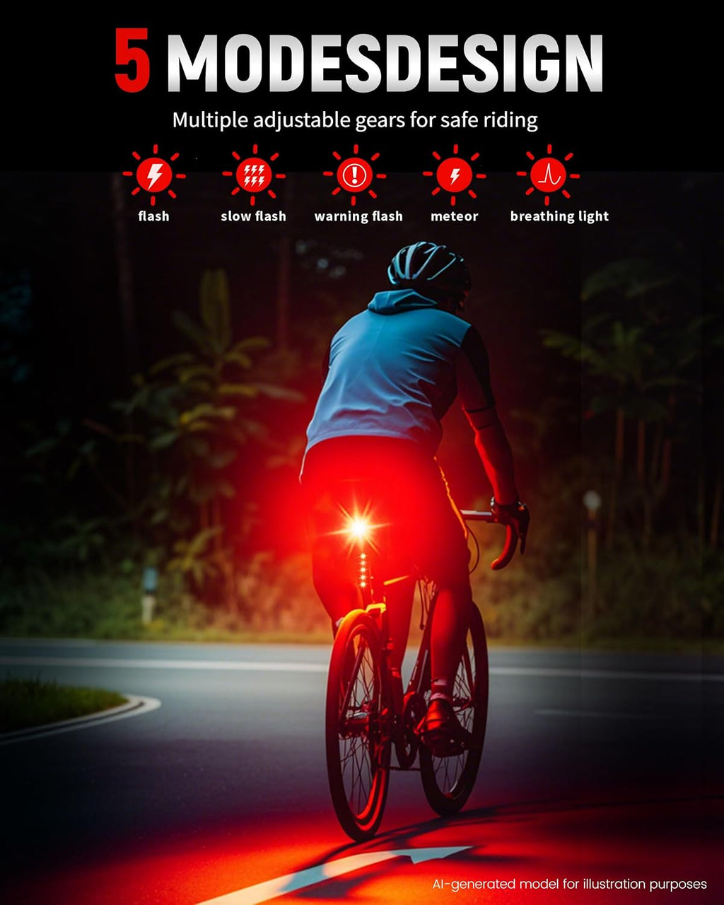 DARKBEAM Bike Tail Light Smart- with Brake/Light Sensor, USB-C Rechargeable