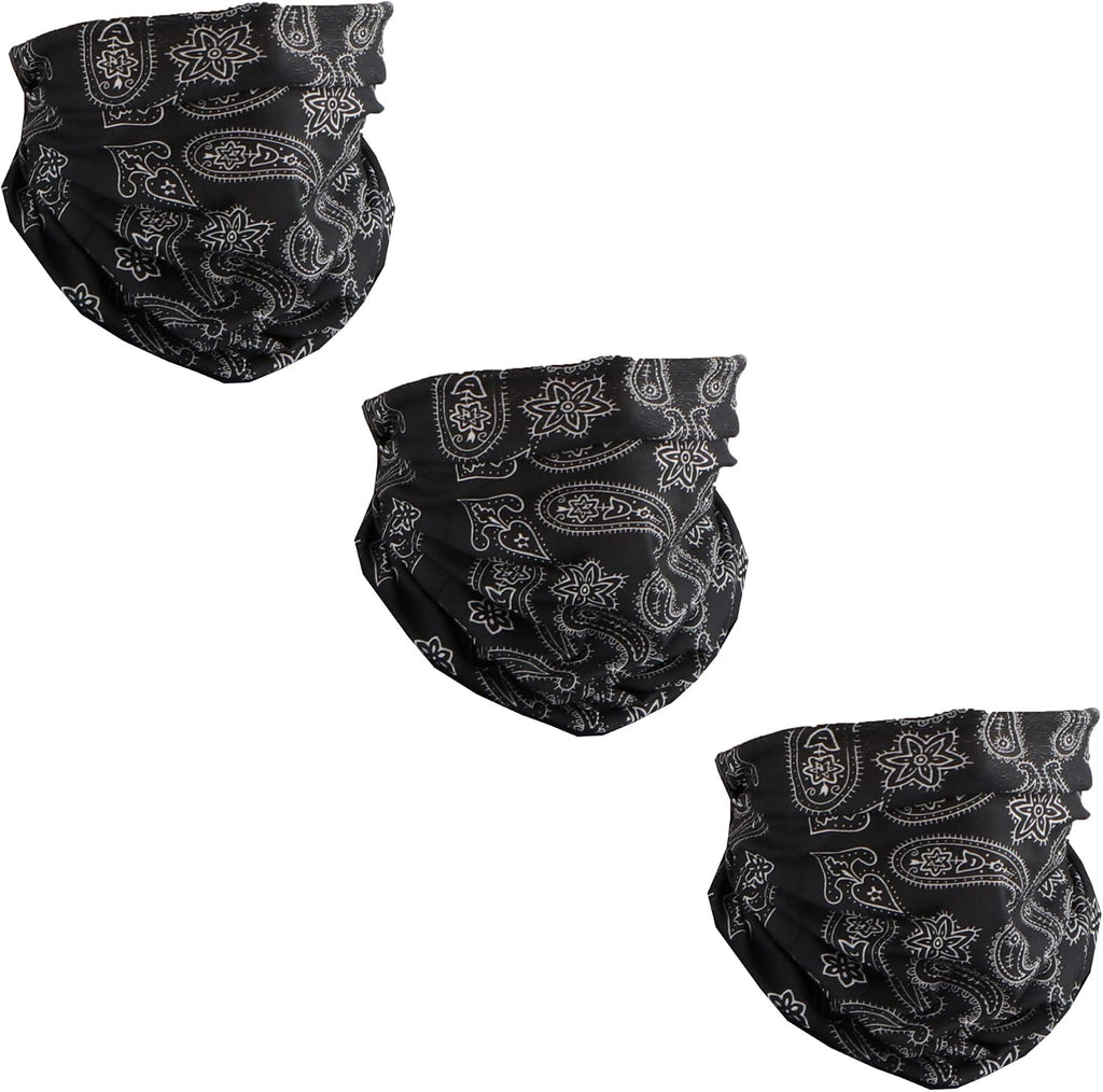 Set of 3 Paisley Bandana Neck Gaiter Tube Headwear Motorcycle Face Scarf