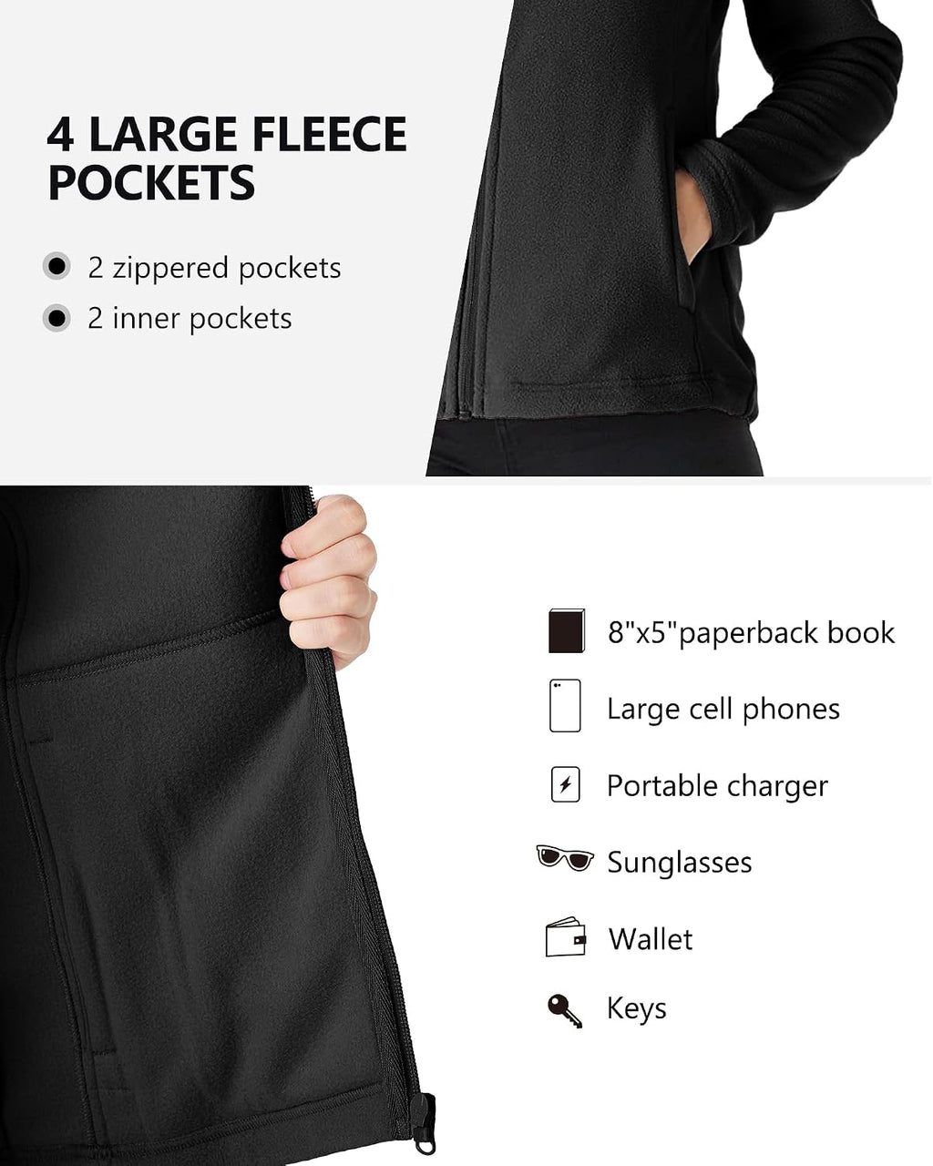 Outdoor Ventures Women's Lightweight Warm Polar Fleece Jacket Zip Up