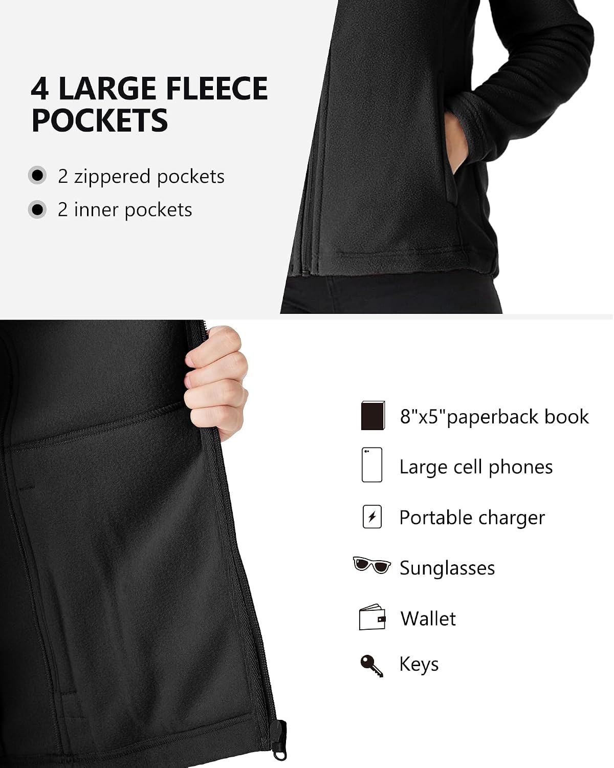 Outdoor Ventures Women's Lightweight Warm Polar Fleece Jacket Zip Up