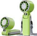 SHEWIND Portable Handheld Fan with Ice Cooling - 5 Gear High Speed Turbo Personal Fan Rechargeable, Up to 11 Hrs, Mini Hand Fans for Travel Essentials, Beach Vacation, Gifts for Women, Men (Green)