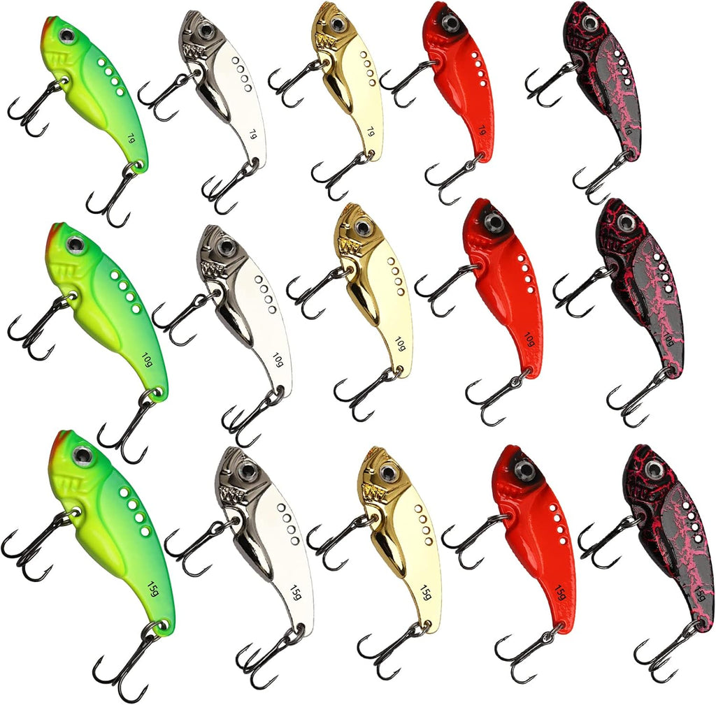 Dovesun Blade Bait Fishing Lures Swimbait Fishing Spoons 15pcs