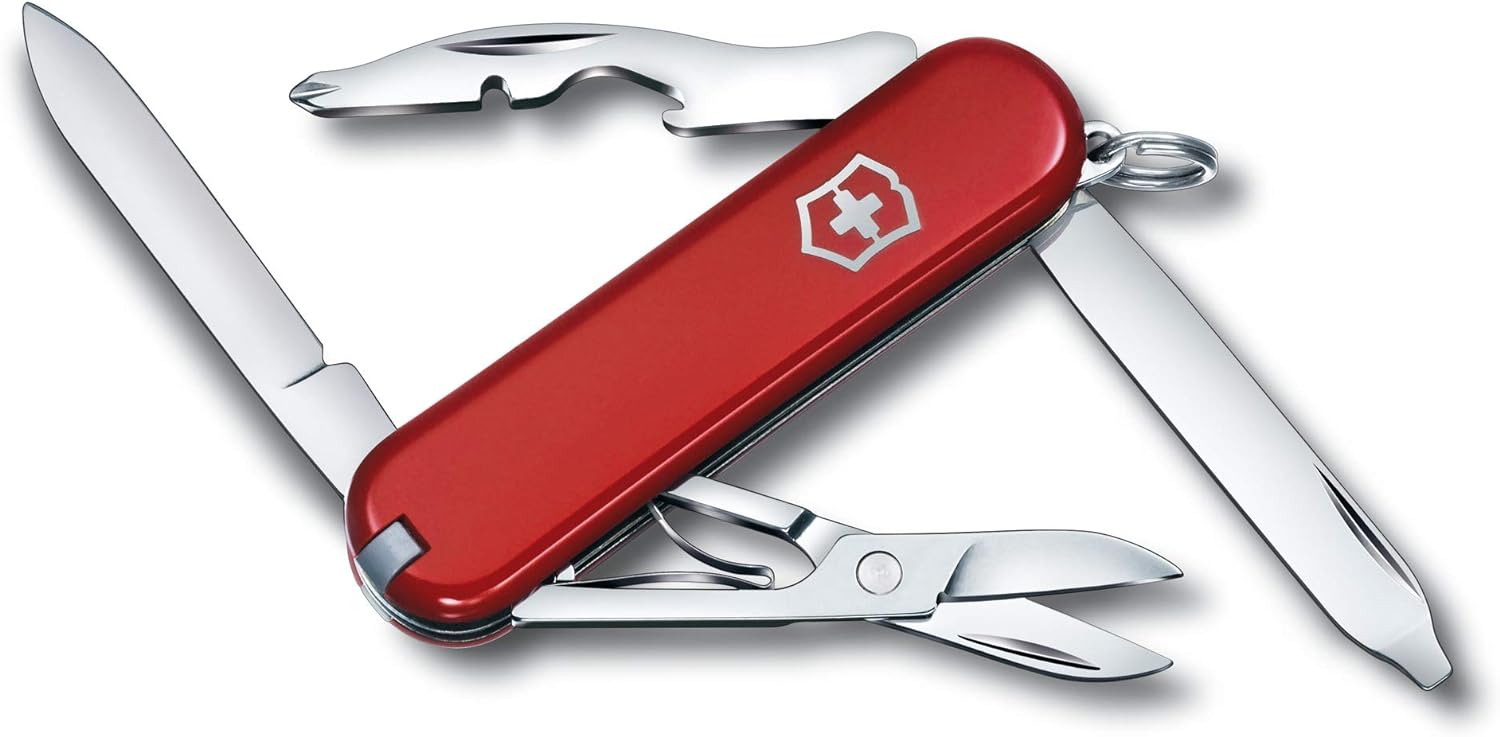Victorinox Rambler Swiss Army Knife, 10-Function Pocket Knife, Red