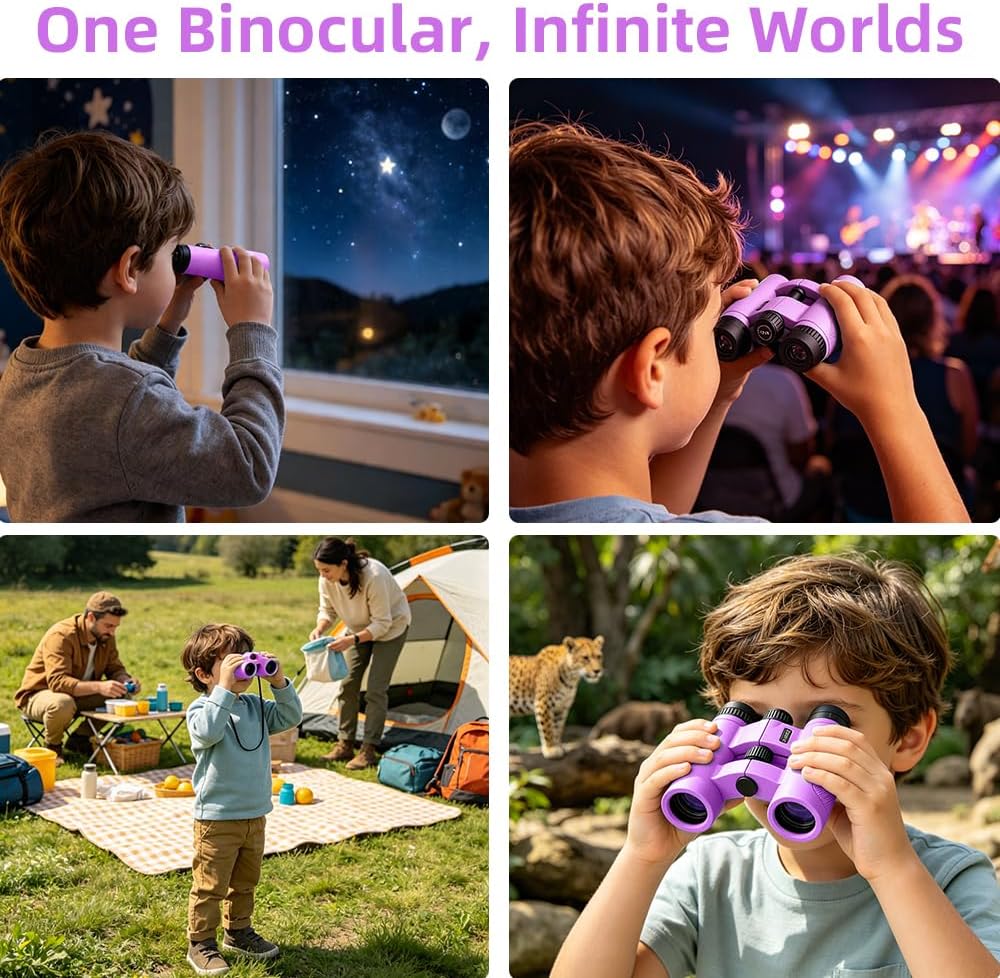 Binoculars for Kids 8-12, 10x25 Binoculars for Bird Watching - Purple