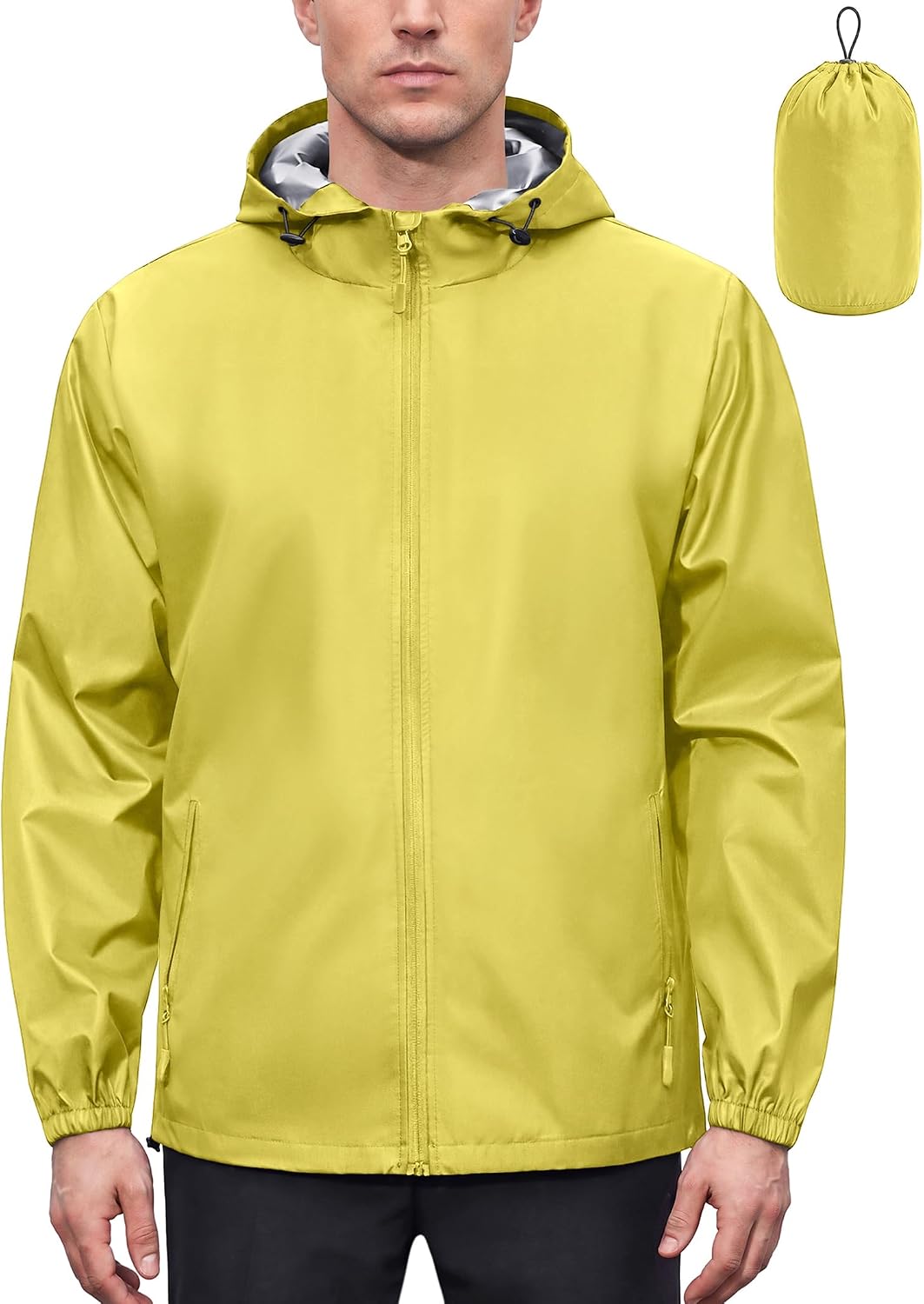 COOFANDY Rain Jacket Men Waterproof With Hood Raincoat Windbreaker Packable | 2 Water-resistant Zip Pockets, Lightweight Windbreaker For Hiking, Cycling, Running, Golf Fishing Rain Shell Gear