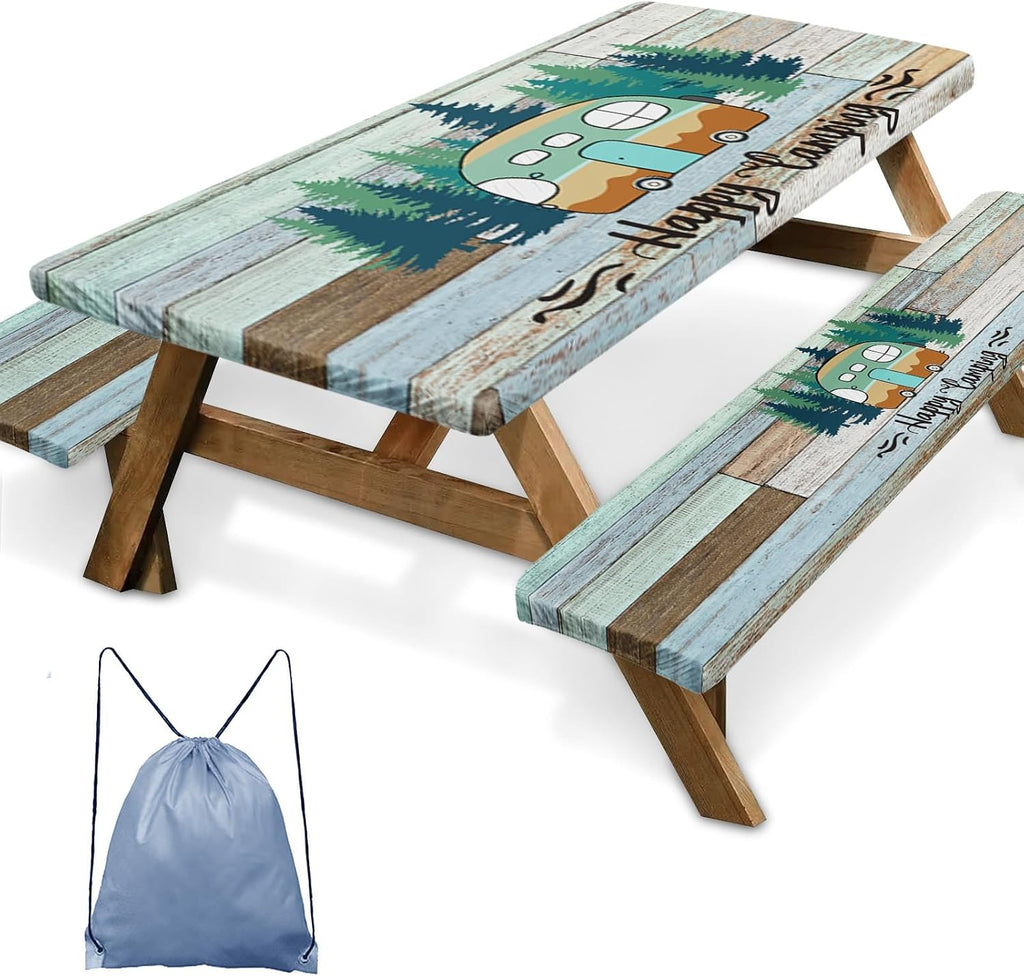 Picnic Table Cover with Bench Covers, Wooden, 3 Pack, 72 Inch