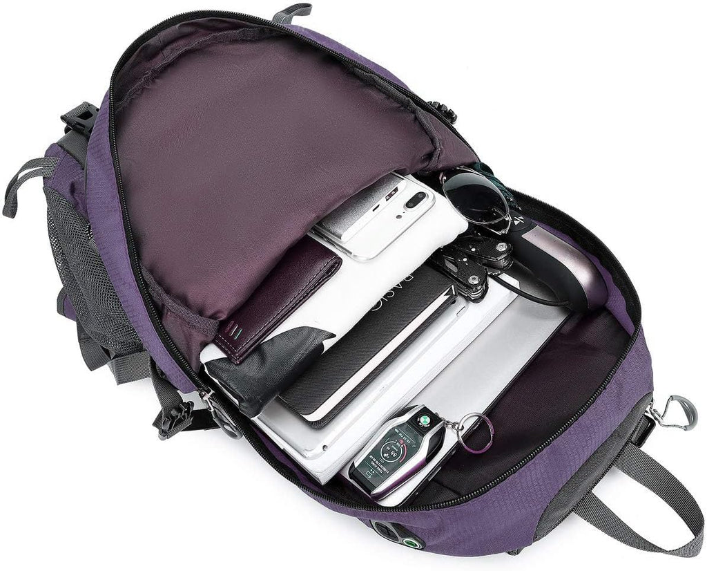 FENGDONG 40L Waterproof Lightweight Hiking,Camping,Travel Backpack for Men Women Purple